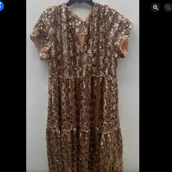 Anthropologie Sequin Maxi Dress in Brown and Cream - Picture 4 of 4